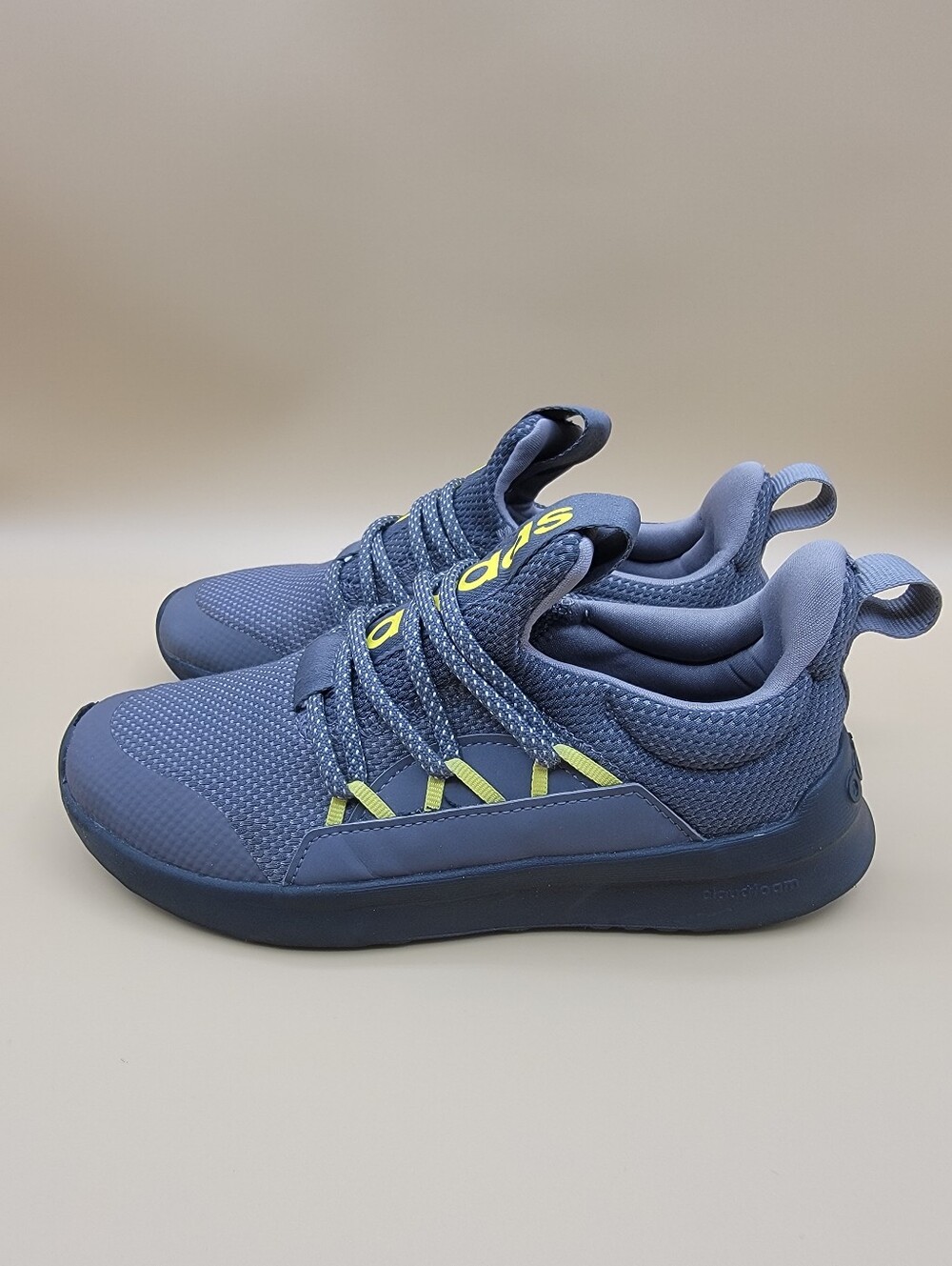 Adidas Lite Racer Adapt 5.0 Little Kid's Shoes Size 2C Gray Yellow Boys Girls